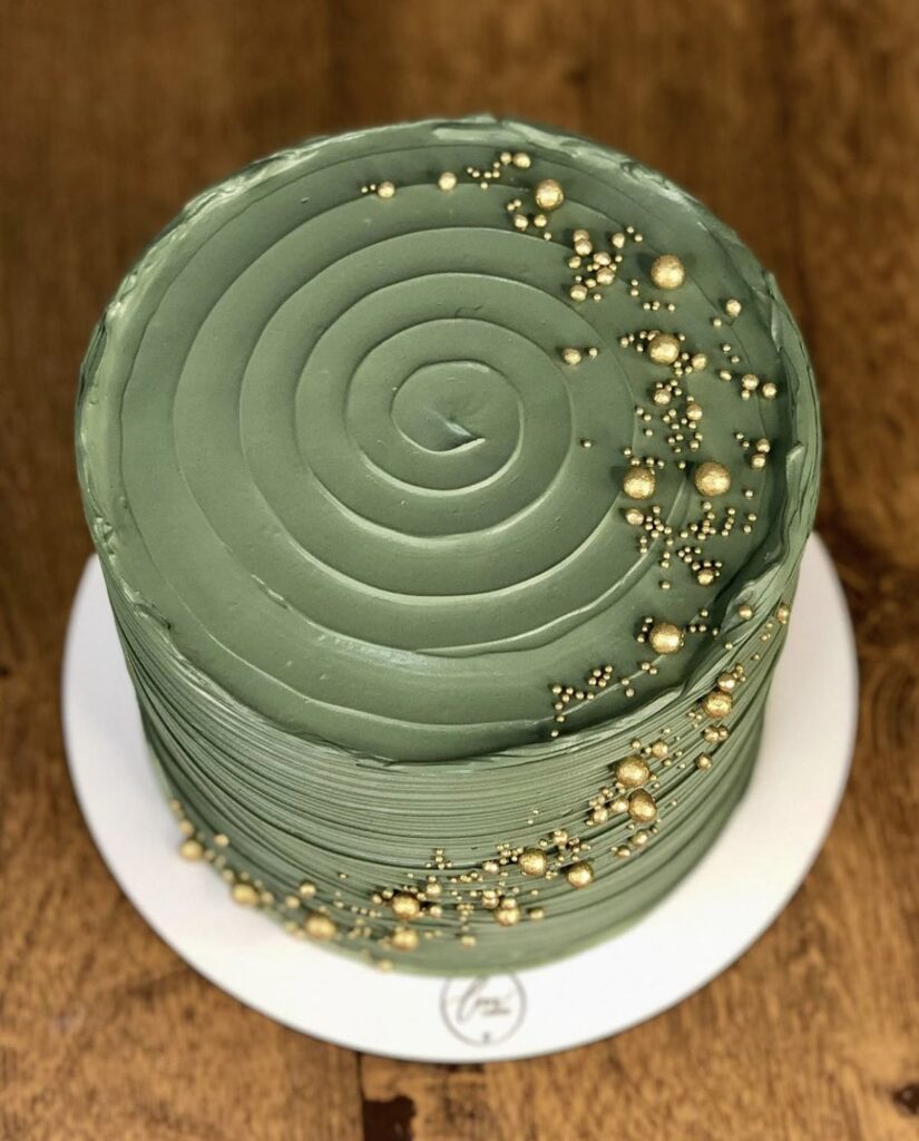 bolo minimalista verde confeitaria